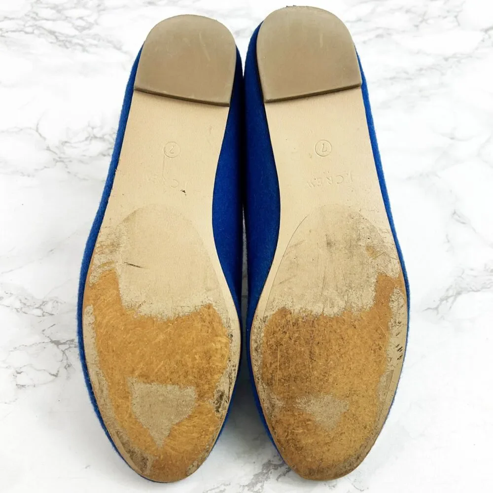 J.Crew Addie Royal Blue Wool Loafers (7) Cheers Champagne Slip On Flats Loafers